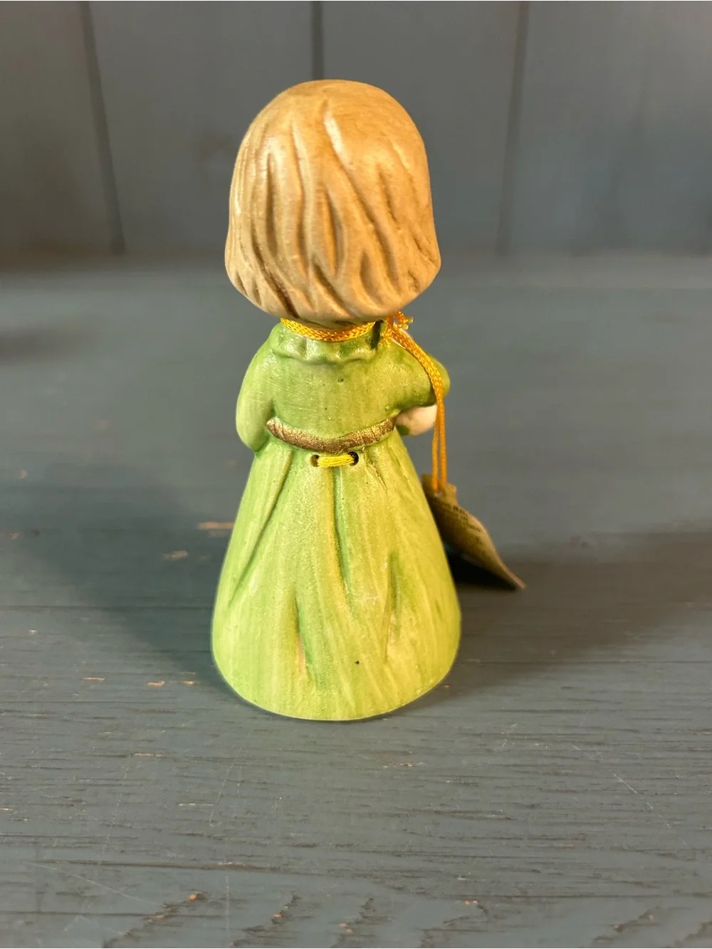 JASCO Vintage 1978 Merri Bells - Green Girl Figurine Holiday Decor with Bunny